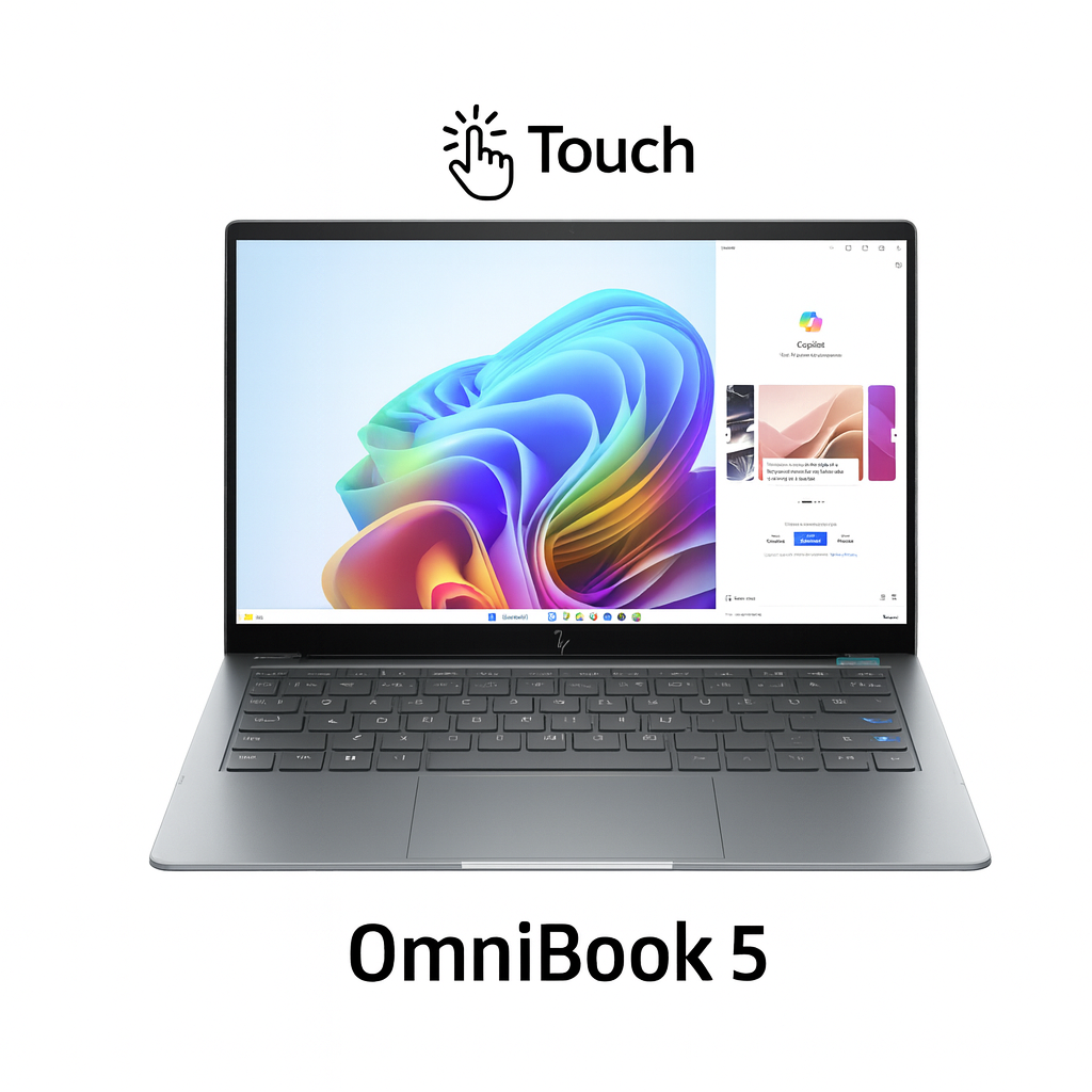 HP OmniBook 5 Flip 14-FP0023DX, Intel Core 7-150U, RAM 16GB, SSD 512GB, Intel® Graphics, 14.0 Inch WUXGA FHD+ IPS Touch, Glacier Silver