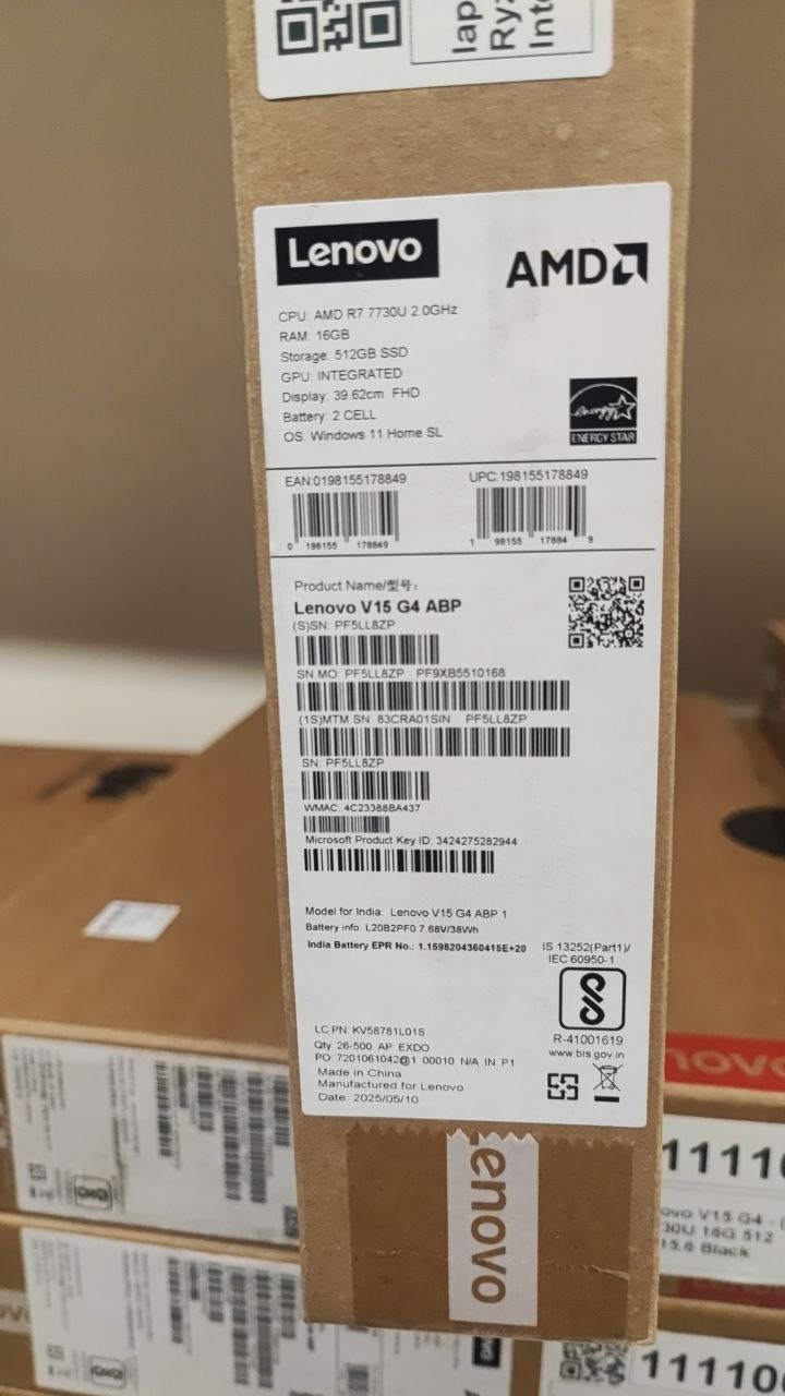 Lenovo V15 G4 - (1SIN) Ryzen 7-7730U, RAM 16GB, SSD 512GB, AMD Radeon™ Graphics, 15.6 Inch FHD, Black