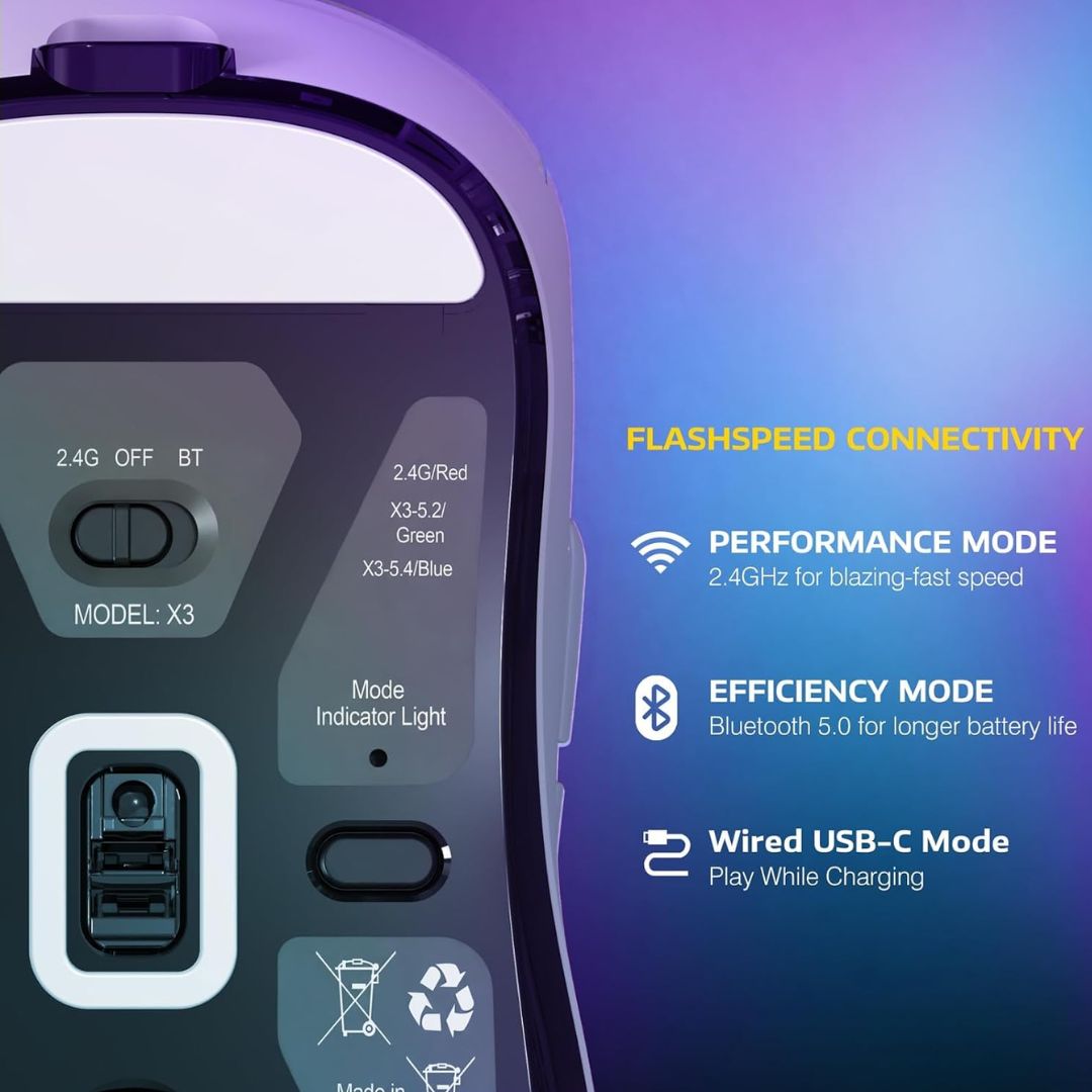 ATTACK SHARK X3PRO  Wireless Gaming Mouse - White