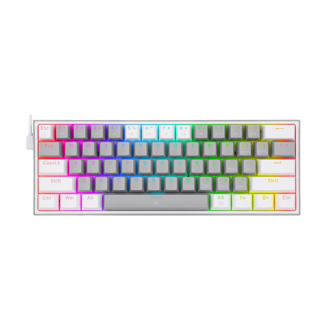 لوحة مفاتيح ألعاب Redragon K617 Fizz 60% ميكانيكية، سلكية TKL، مفاتيح حمراء 