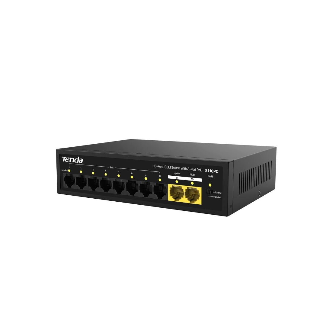 Tenda S110PC 10-Port 10/100Mbps PoE - Ethernet Network Switch