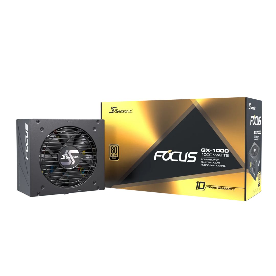Seasonic FOCUS GX-1000 أسود، 1000 واط 80+ ذهبي، وحدات كاملة