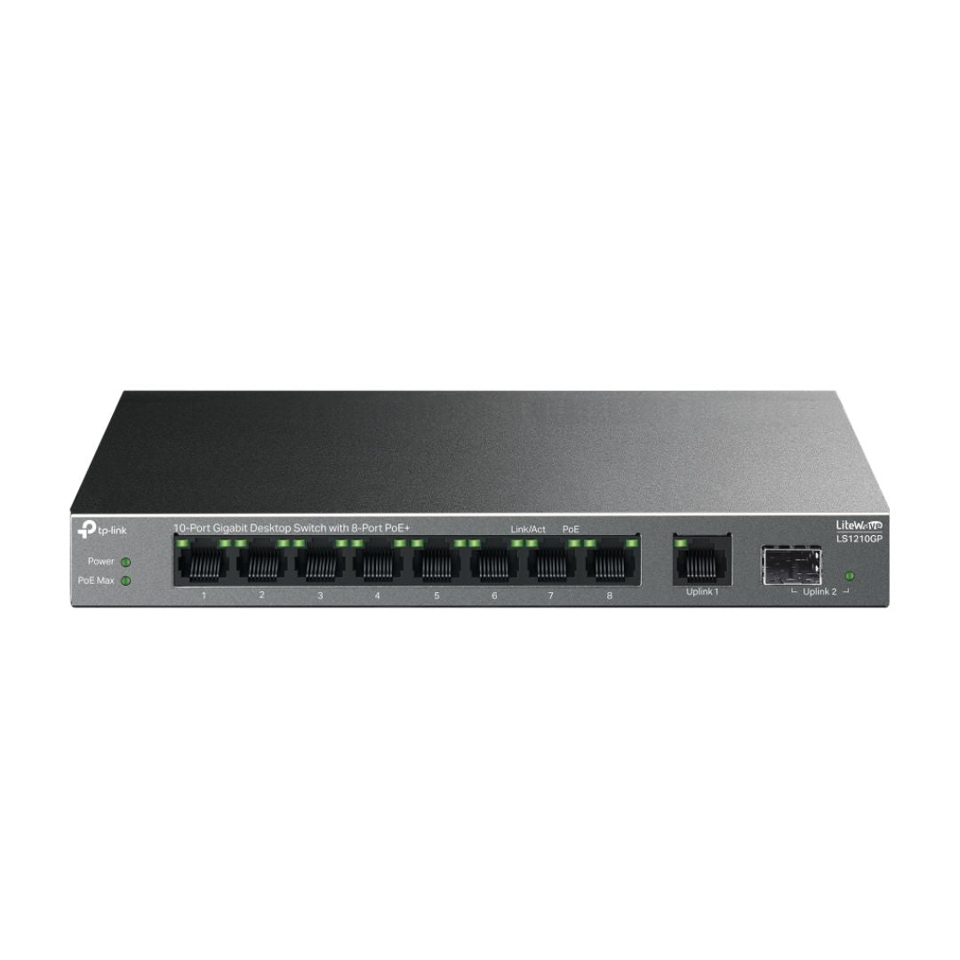 TP-Link LS-1210GP, Gigabit Desktop Switch, 10-Port with 8-Port PoE+