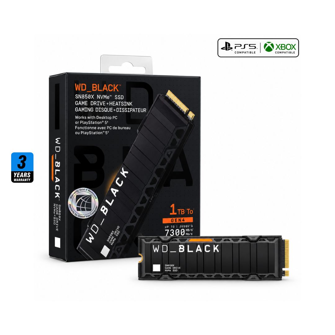 WD BLACK SN850X 1 تيرابايت مع مشتت حراري، 7300 ميجابايت/ثانية M.2 NVME، PCIe 4.0