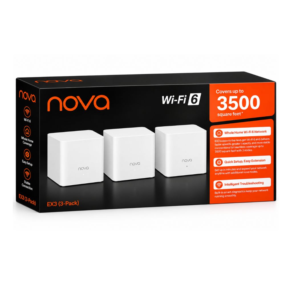 Tenda EX3 3-Pack AX1500 - Whole Home Mesh Wi-Fi 6 System