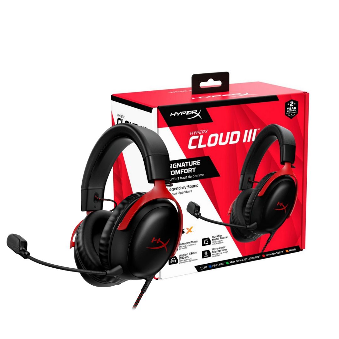 HyperX Cloud III Gaming Headset （Red） HyperX Cloud III Wired Gaming Headset – Black & Red – Iraq