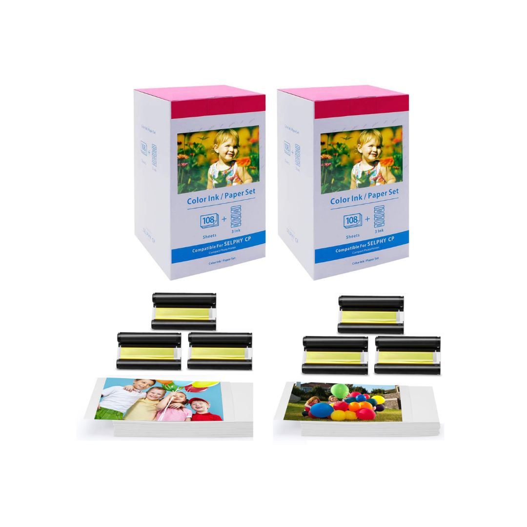 كانون KP-108IN طقم حبر وورق ملون - 108 ورقة مقاس 4×6 لطابعات SELPHY CP