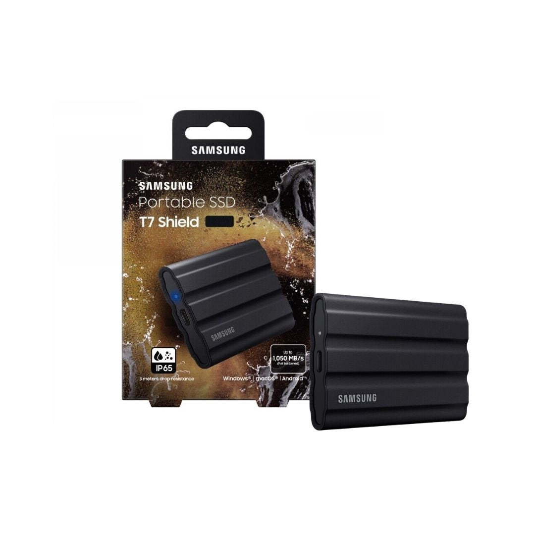 Samsung  T7 Shield 4TB Portable External SSD,  Black MU-PE4T0S - شركة القيم العالمية للحاسبات