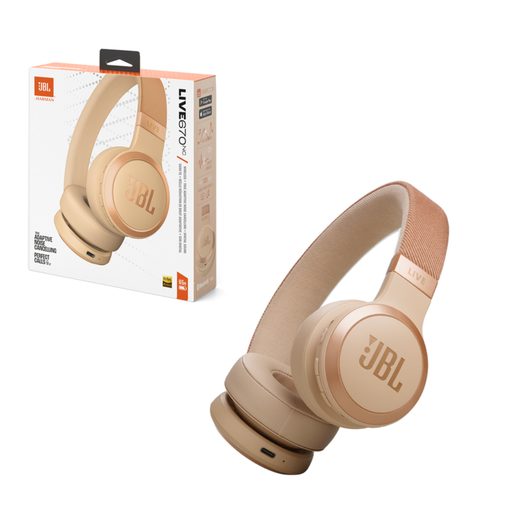 سماعات رأس لاسلكية JBL Live 670NC فوق الأذن - لون رملي