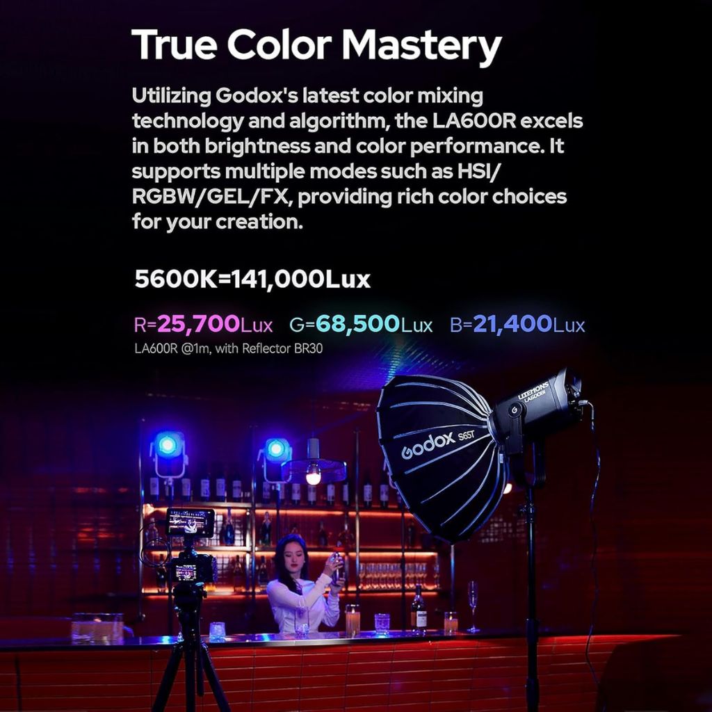 Godox LA600R Litemons RGB LED Video Light – Full-Color COB (K1 Kit) - 600W