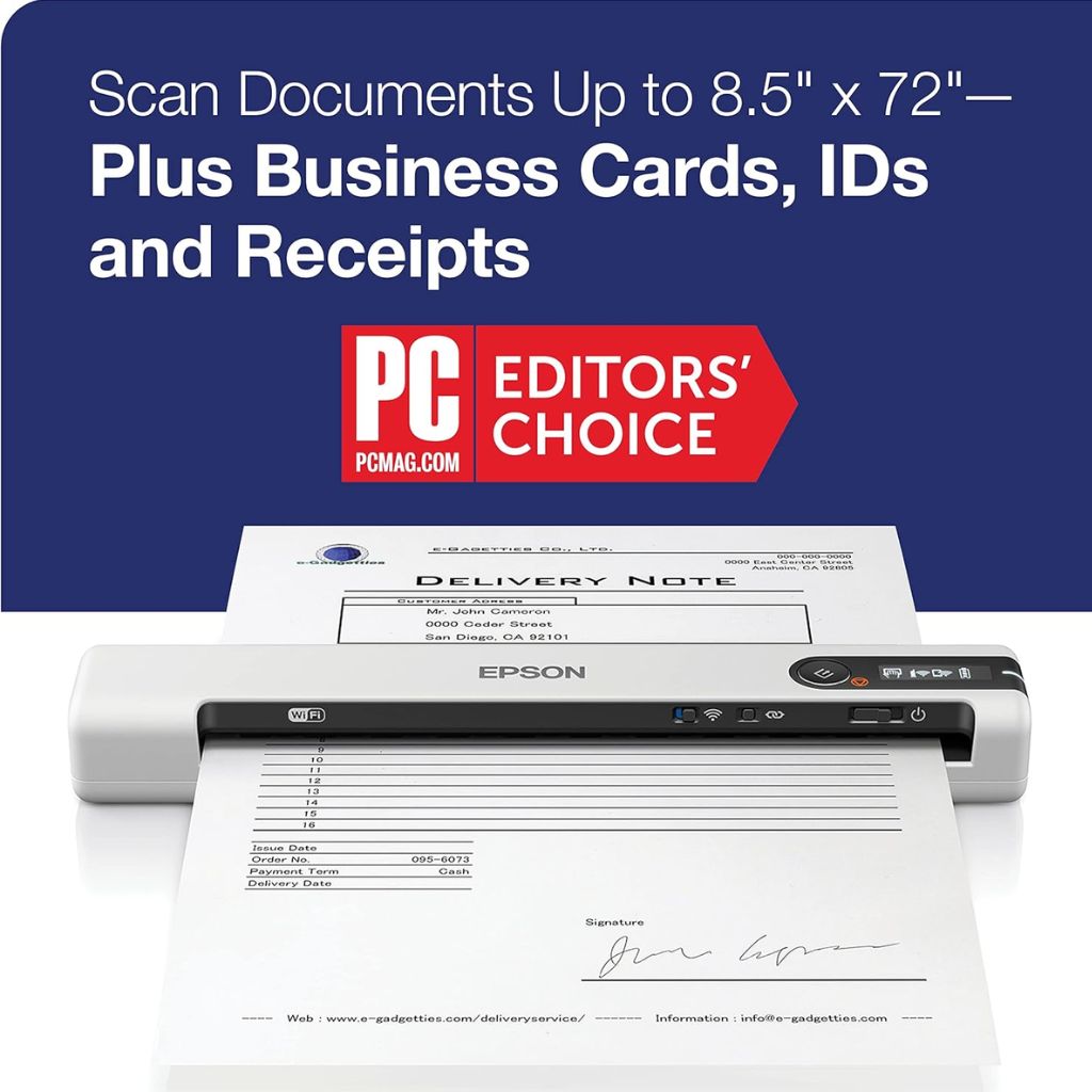 Epson DS-80W Wireless Portable Sheet-fed Document Scanner