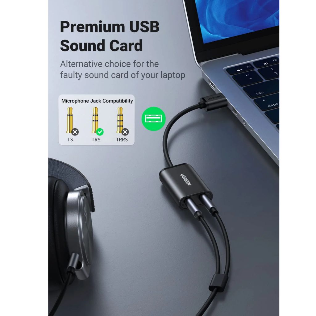 UGREEN UG-30757 USB-A to 3.5mm Audio Adapter Hub