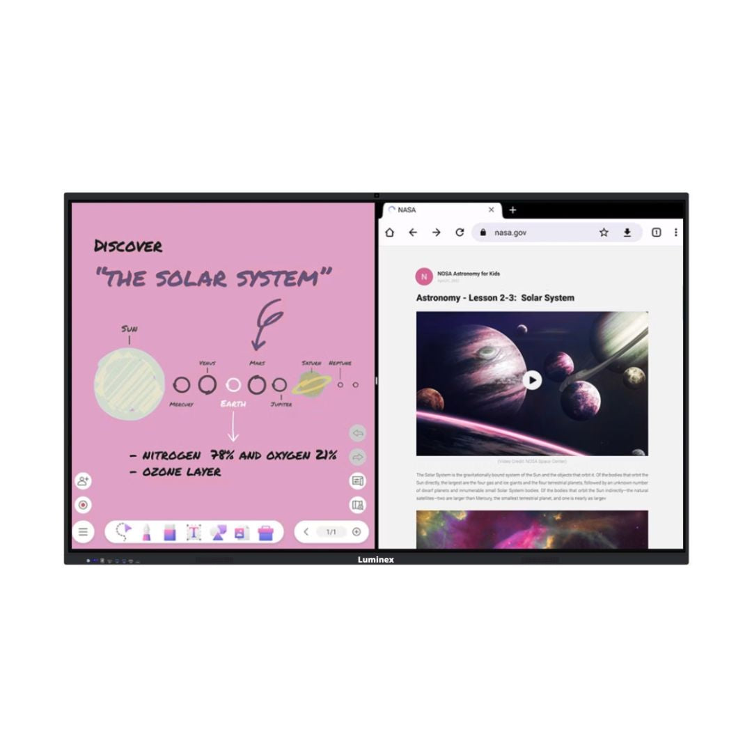 Luminex 85-Inch 4K UHD & AI Built-in Camera Smart Interactive Whiteboard, Android 15.0, RAM 16GB, Storage 256GB