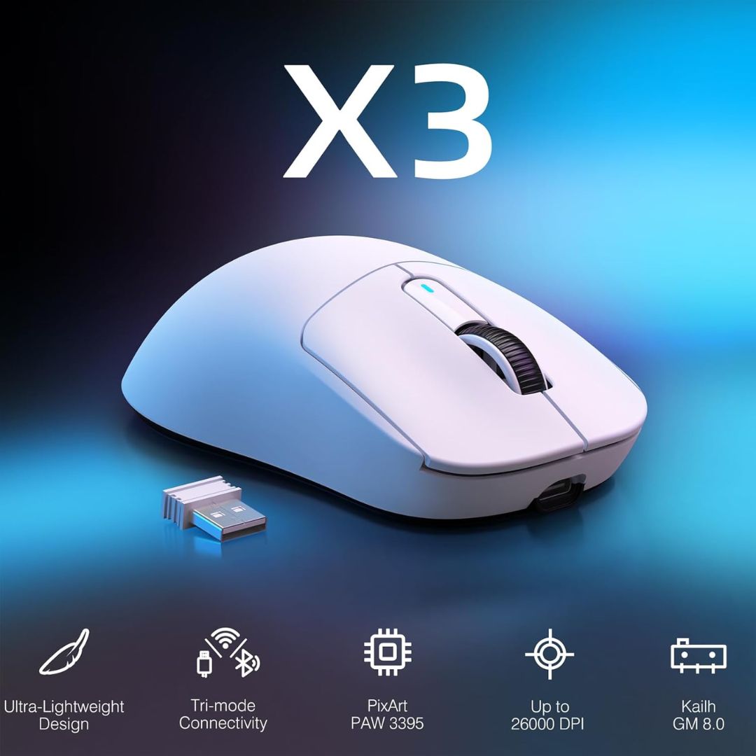 ATTACK SHARK X3  Wireless Gaming Mouse - White