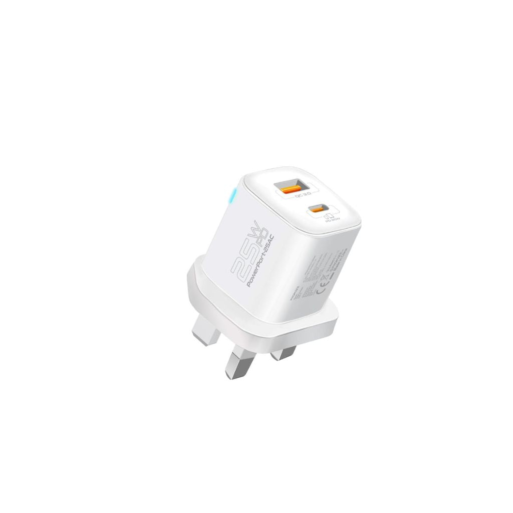 Promate PowerPort-25AC 25W USB-C Wall Charger - White