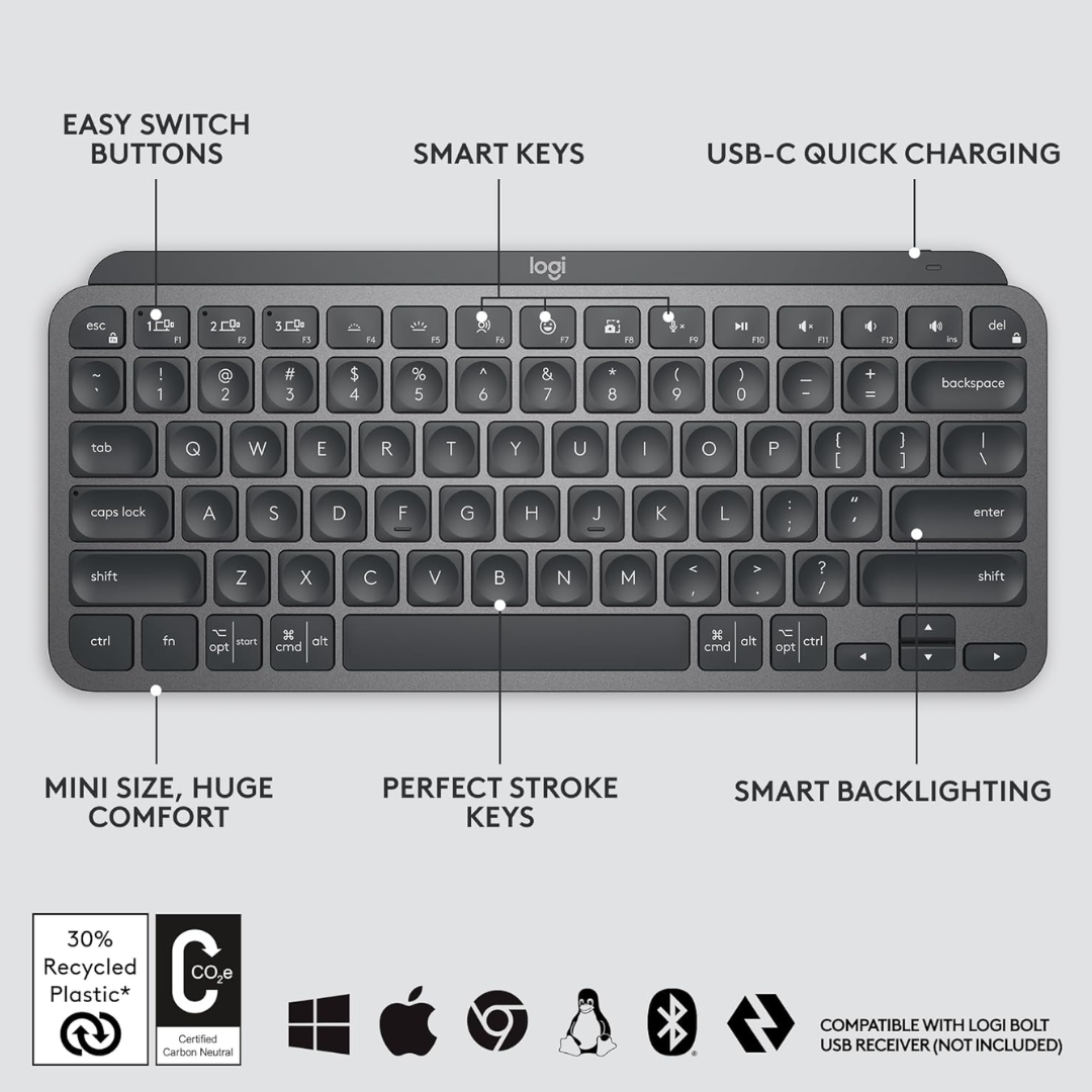 Logitech MX Keys Mini Wireless Keyboard - Graphite