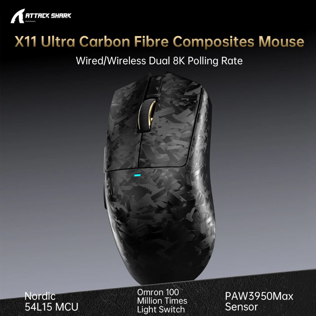 Attack Shark X11 Ultra ブラック Attack Shark X11 Ultra Wireless Gaming Mouse | 26000 DPI Black in Iraq