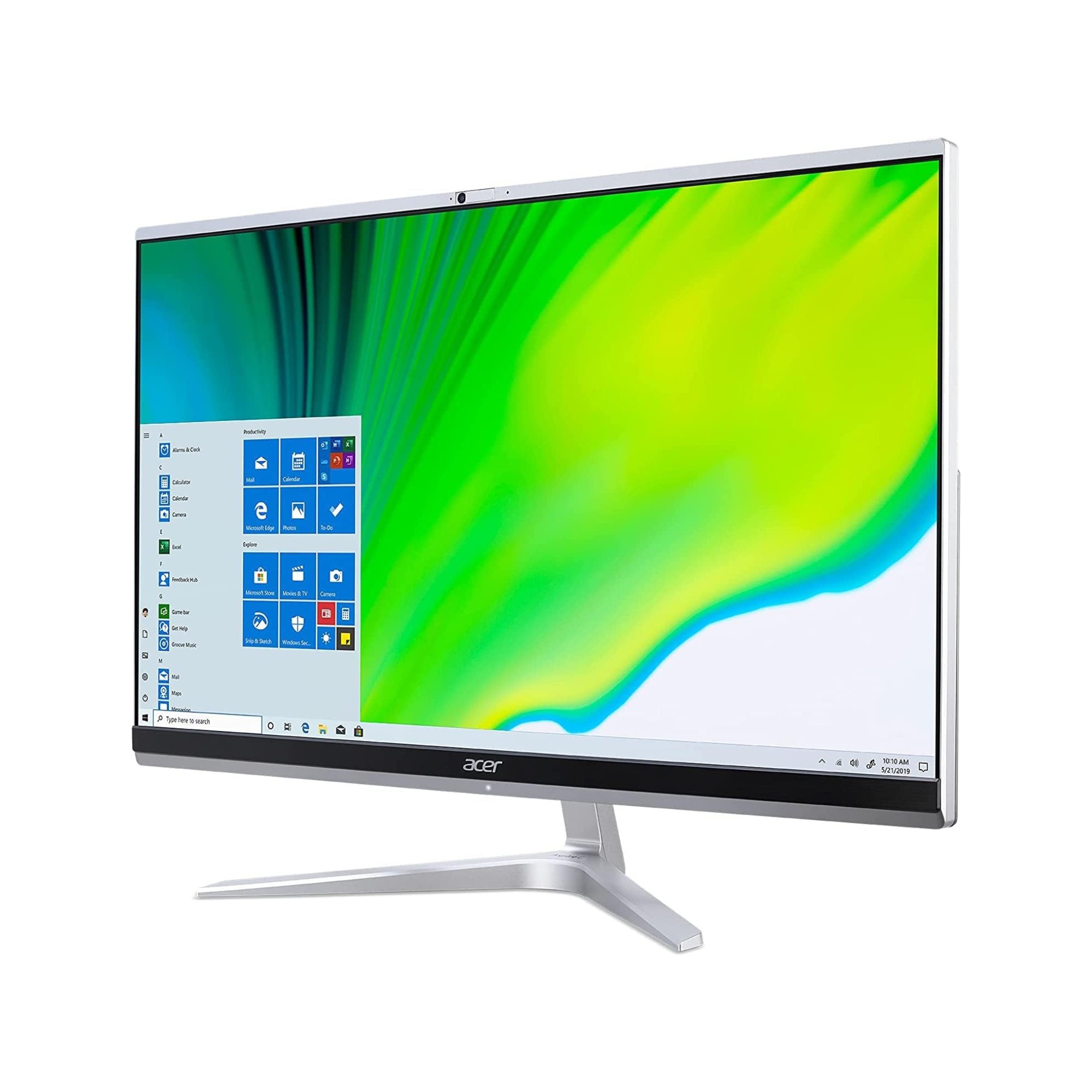 جهاز Acer Aspire C24-1651 المتكامل، معالج Intel Core i5-1135G7، ذاكرة وصول عشوائي 8 جيجابايت، قرص SSD بسعة 512 جيجابايت + قرص HDD بسعة 1 تيرابايت (مُطوّر)، بطاقة رسومات NVIDIA MX450 بسعة 2 جيجابايت، شاشة لمس IPS بدقة FHD مقاس 24 بوصة، لون فضي