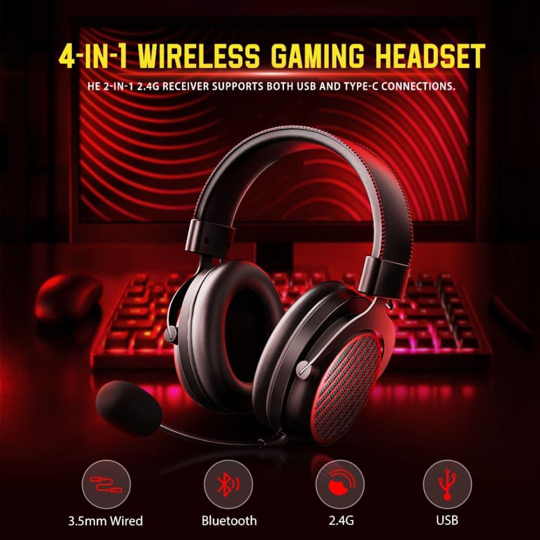 سماعة رأس لاسلكية Redragon LUNA H540 Pro - أسود
