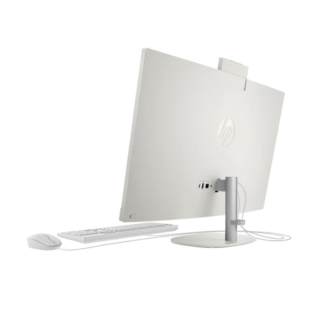 كمبيوتر مكتبي الكل في واحد HP 27-CR0156NH/CR0086NH، معالج Intel Core i7-1355U، ذاكرة وصول عشوائي (RAM) 8 جيجابايت، قرص تخزين SSD 512 جيجابايت، بطاقة رسومات Intel Iris Xe، شاشة 27 بوصة عالية الدقة (FHD)، أبيض