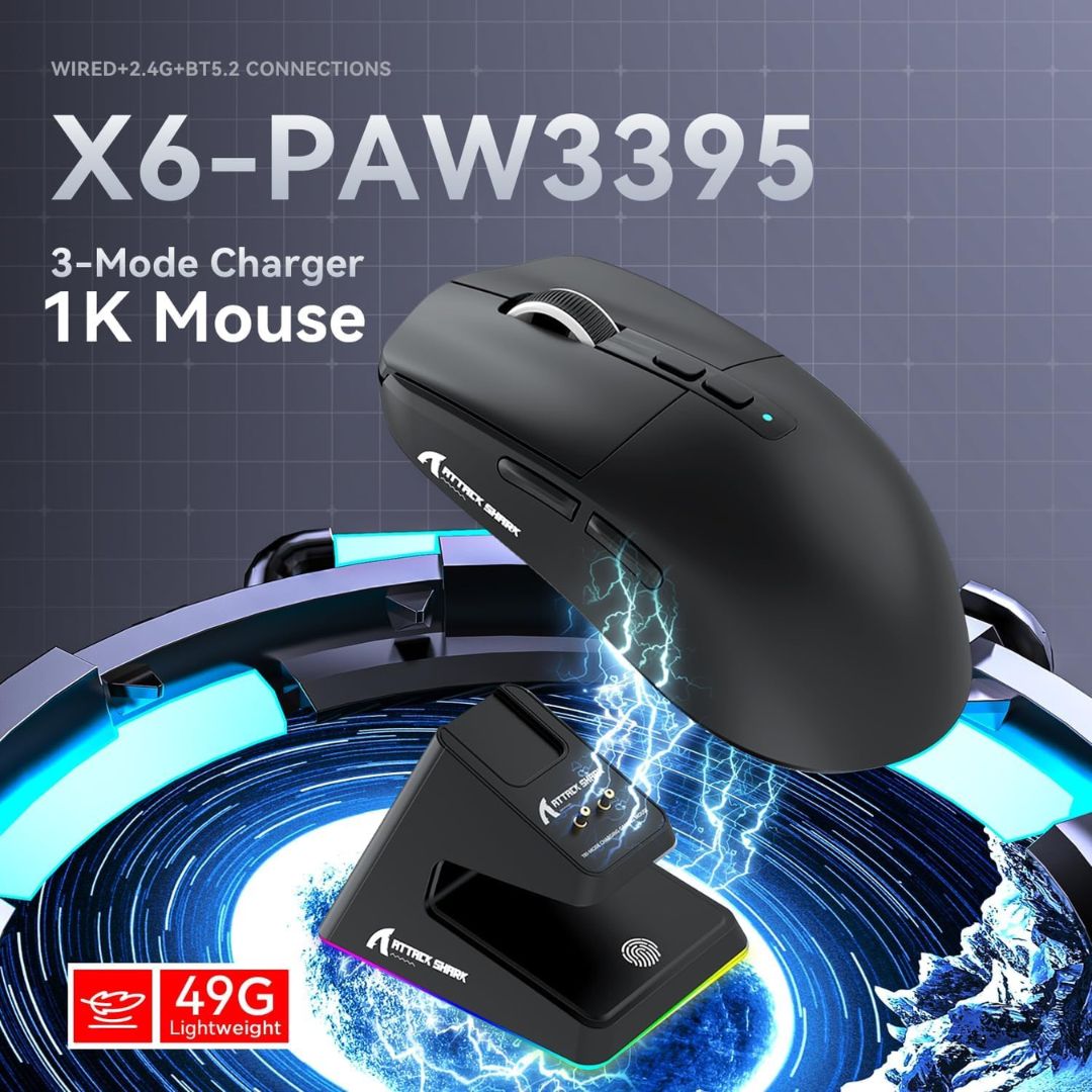 ATTACK SHARK X6  Wireless Gaming Mouse - Black