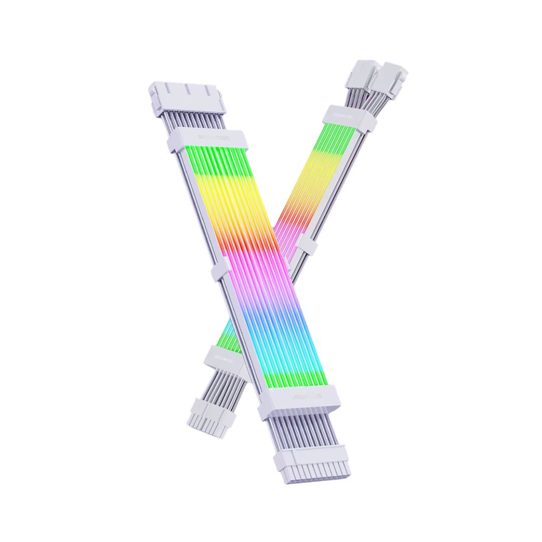 SNOWMAN Sleeved Cover Extension Cable MB & GPU ARGB, 24 Pin + 12+4 Pin 12 VHPWER Kit