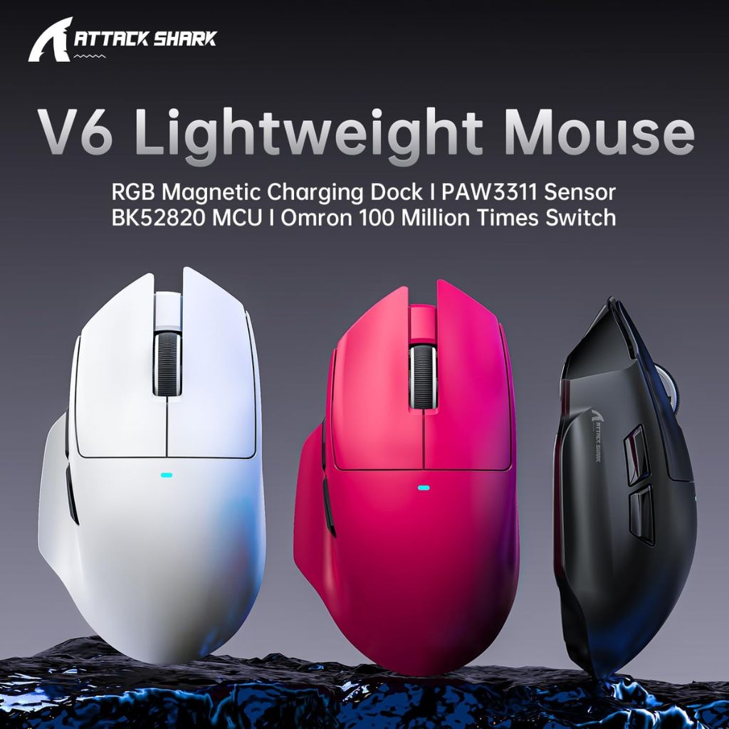 Attack Shark V6 Wireless Gaming Mouse - Black
