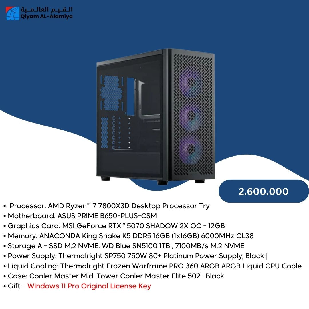 Pc Build AMD 7 7800X3D, RTX 5070 - 12GB