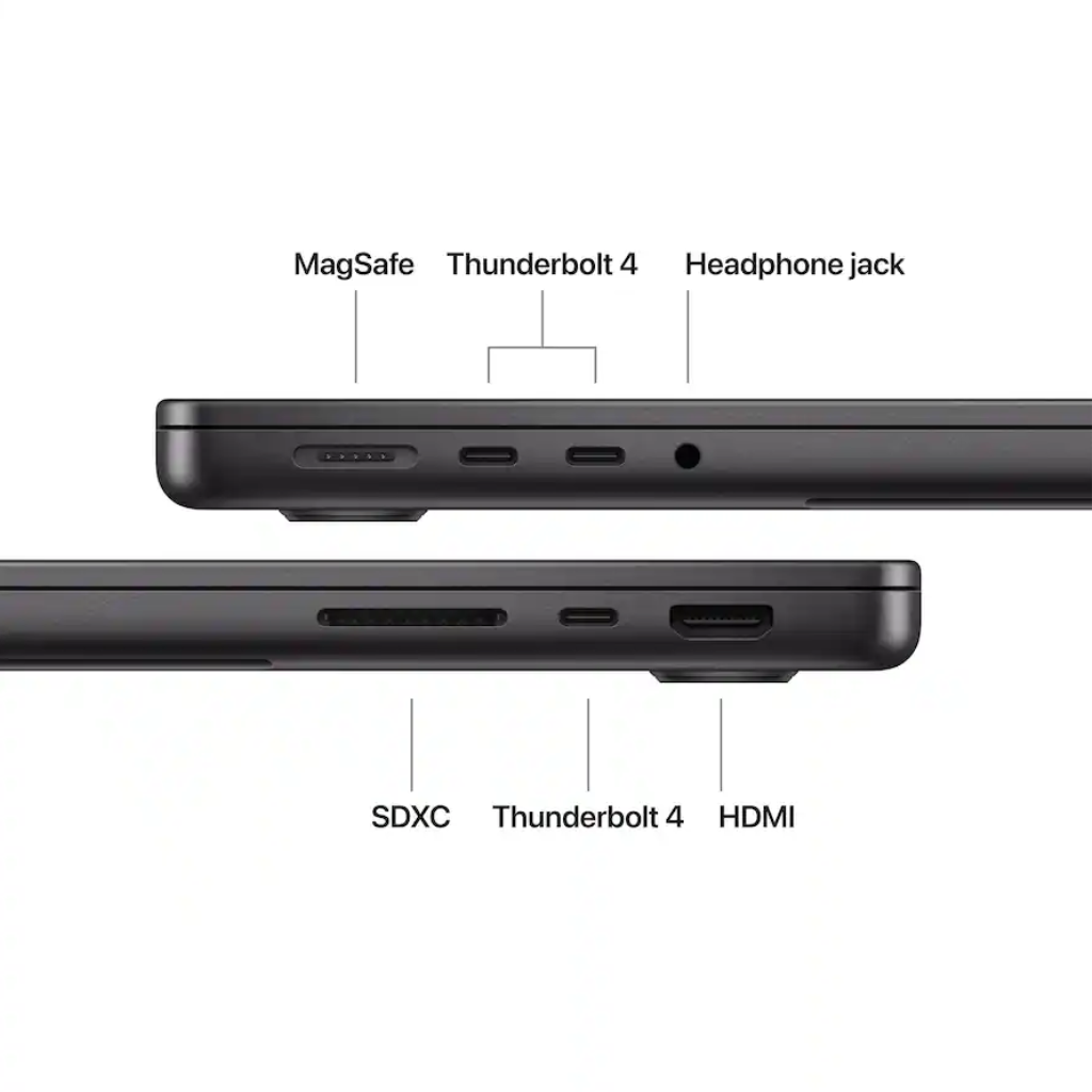 ماك بوك برو من آبل MDE04LL/A - A3434، معالج M5 (عشري النواة)، ذاكرة وصول عشوائي 16 جيجابايت، قرص صلب SSD بسعة 512 جيجابايت، معالج رسومات (عشري النواة)، شاشة 14.2 بوصة (3024 × 1964)، لون أسود فلكي