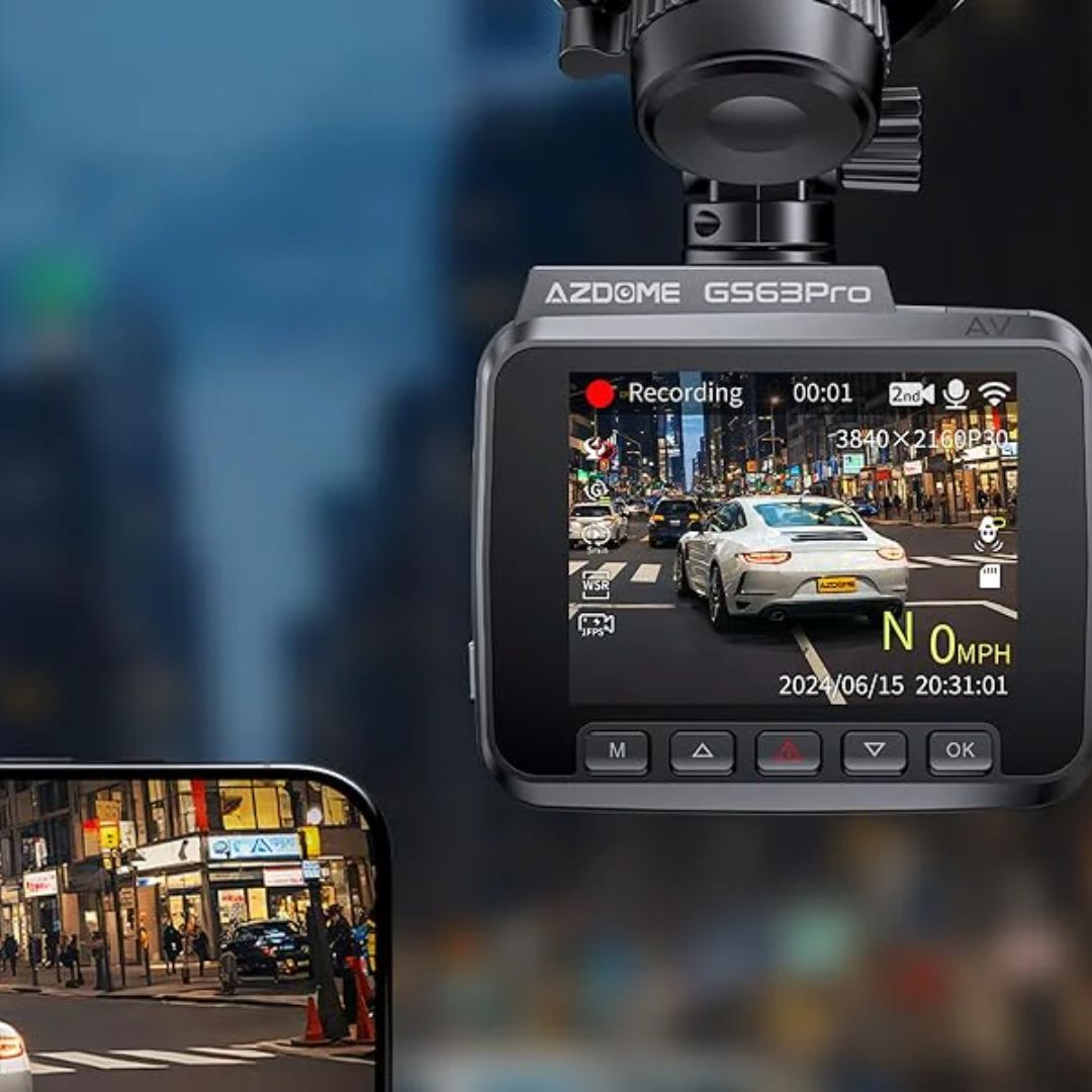 AZDOME GS63H Pro كاميرا داش كام للرؤية الليلية بالألوان الكاملة بدون إضاءة بدقة 4K - أسود