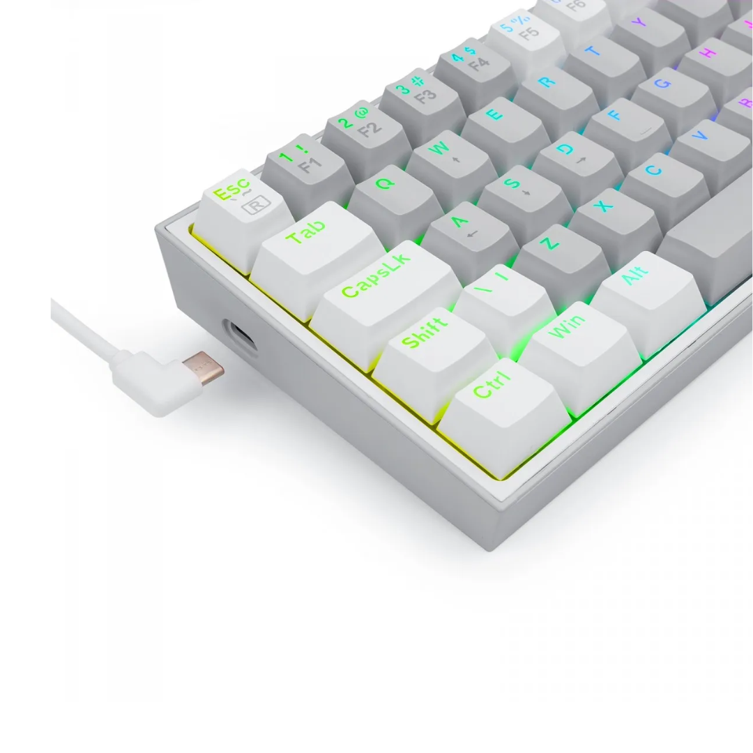 لوحة مفاتيح ألعاب Redragon K617 Fizz 60% ميكانيكية، سلكية TKL، مفاتيح حمراء 