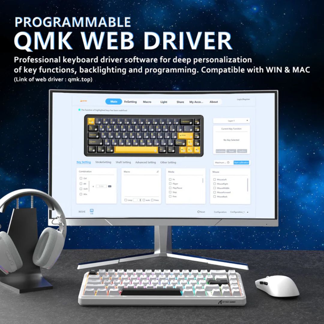 ATTACK SHARK X65 Magnetic Mechanical Keyboard - White