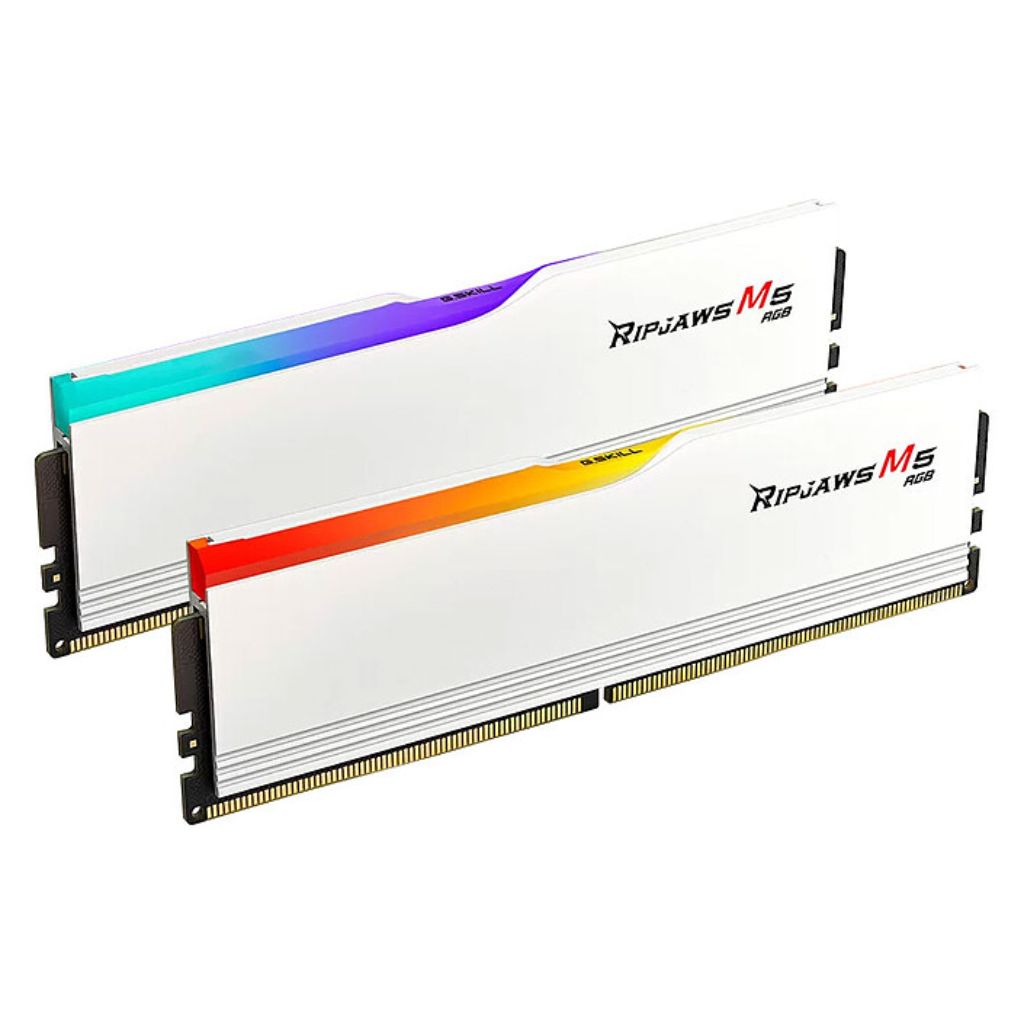 ذاكرة كمبيوتر مكتبي G.SKILL Ripjaws M5 RGB سعة 64 جيجابايت (2×32 جيجابايت) DDR5 بتردد 6000 ميجاهرتز CL32 - أبيض