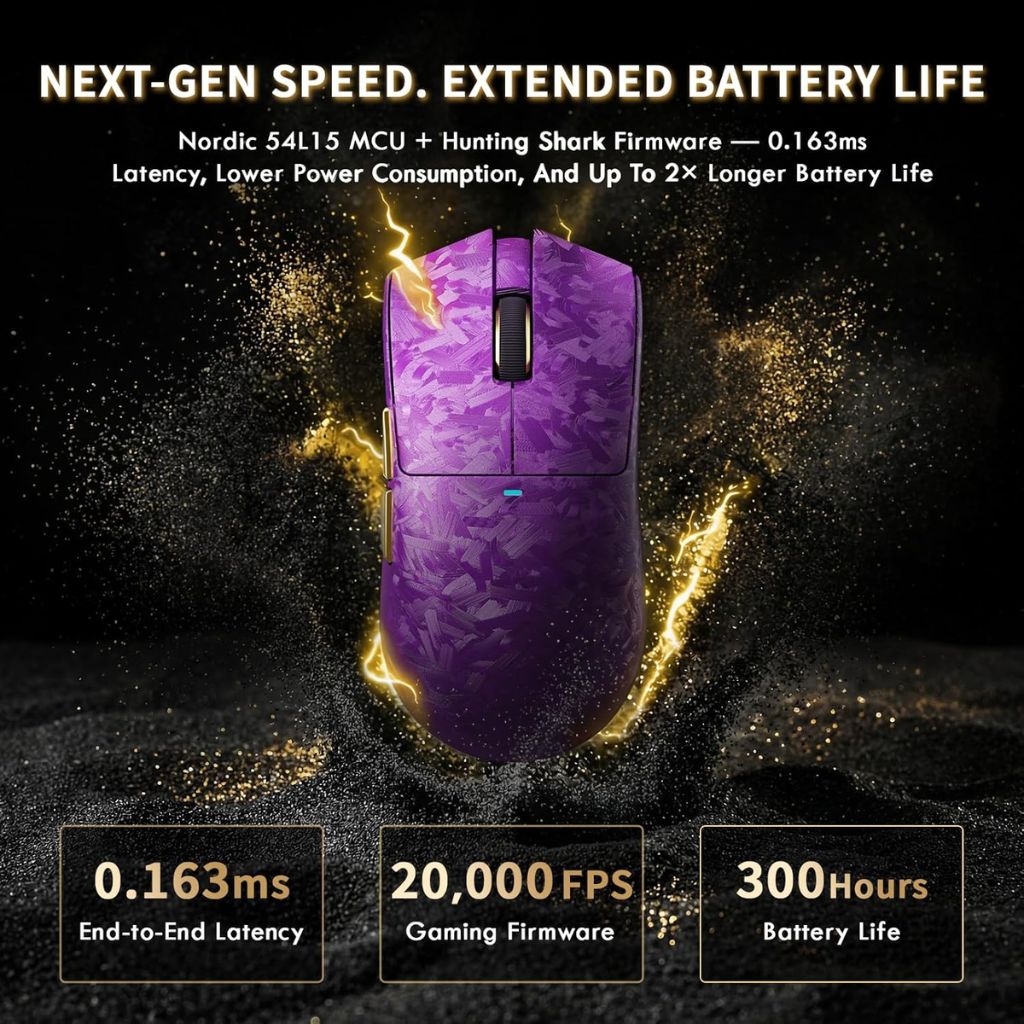 Attack Shark X11 Ultra Wireless Gaming Mouse | 26000 DPI Purple in