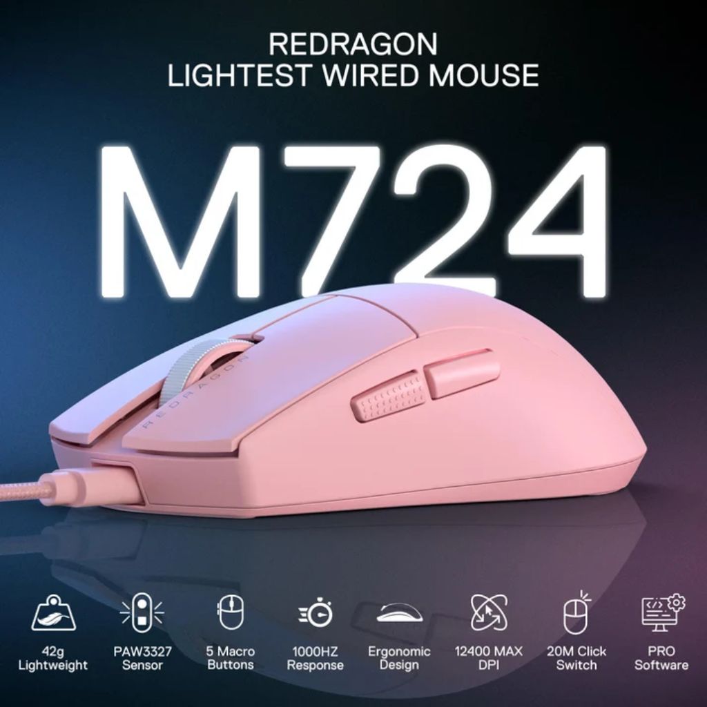 Redragon K1NG M724 1K Wireless - Pink