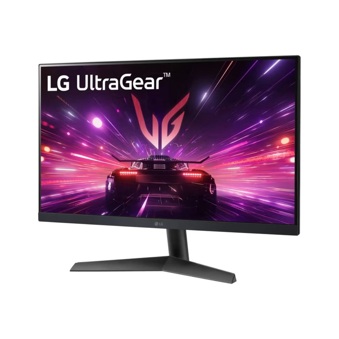 شاشة LG 24GS60F-B مقاس 24 بوصة بدقة FHD (1920x1080) ومعدل تحديث 180 هرتز بتقنية IPS وزمن استجابة 1 مللي ثانية.