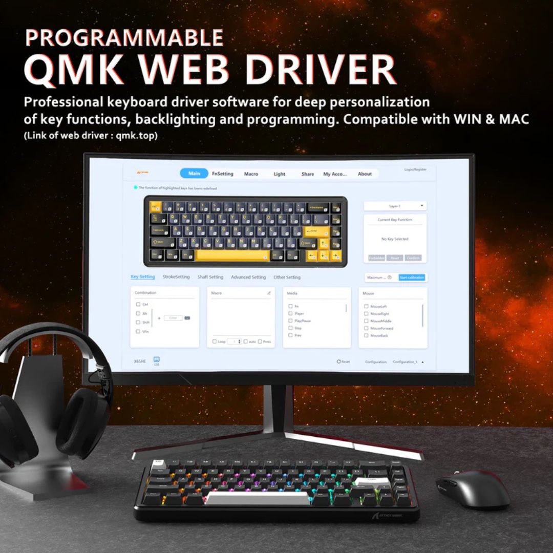 ATTACK SHARK X65 Magnetic Mechanical Keyboard - Business Black