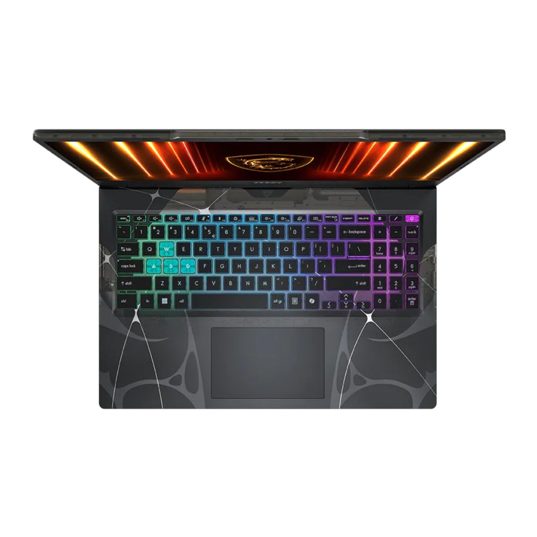 لابتوب MSI Cyborg 15 B13WFKG-492XAE، معالج Intel Core i7-13620H، ذاكرة وصول عشوائي 16 جيجابايت، قرص صلب SSD بسعة 512 جيجابايت، بطاقة رسومات RTX 5060 بسعة 8 جيجابايت، شاشة 15.6 بوصة FHD IPS بتردد 144 هرتز. لون أسود شفاف