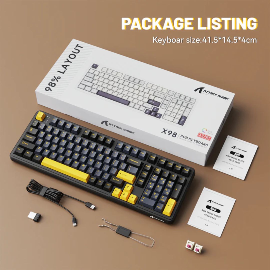 ATTACK SHARK X98 Tri-Mode Wireless Mechanical Keyboard - Black