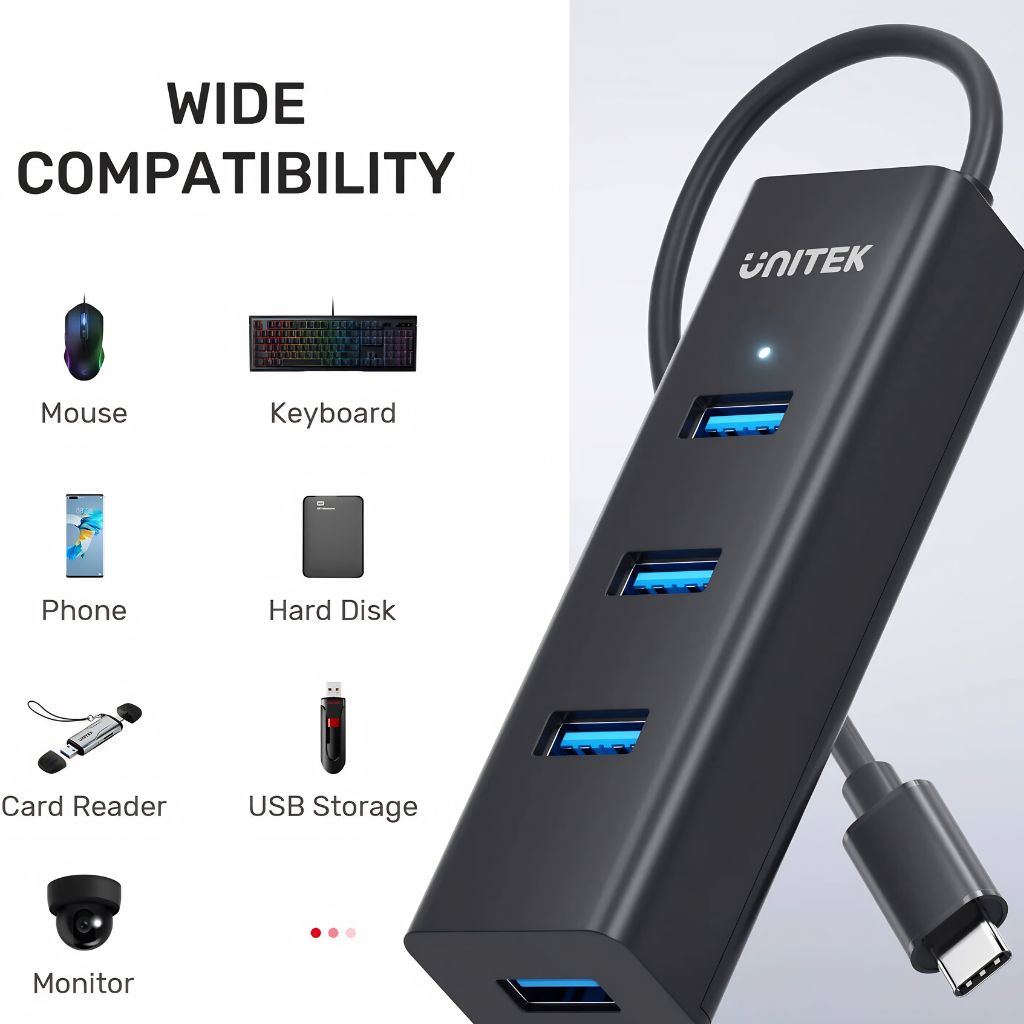 موزع USB 3.0 يعمل بالطاقة 4 منافذ من UNITEK - Y-3089Z01