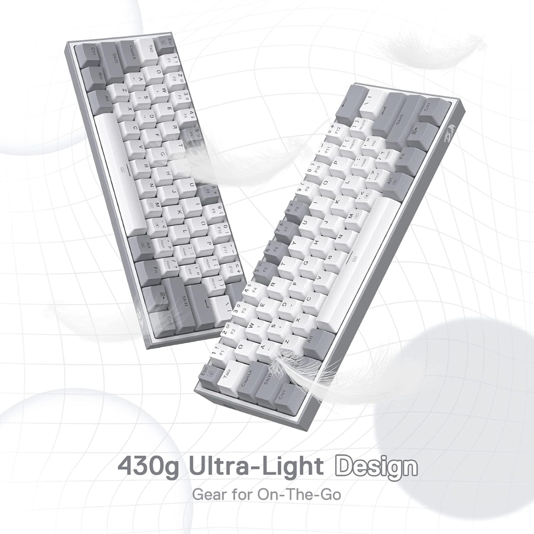 Redragon K617 Fizz 60% Mechanical Gaming Keyboard - Gray White