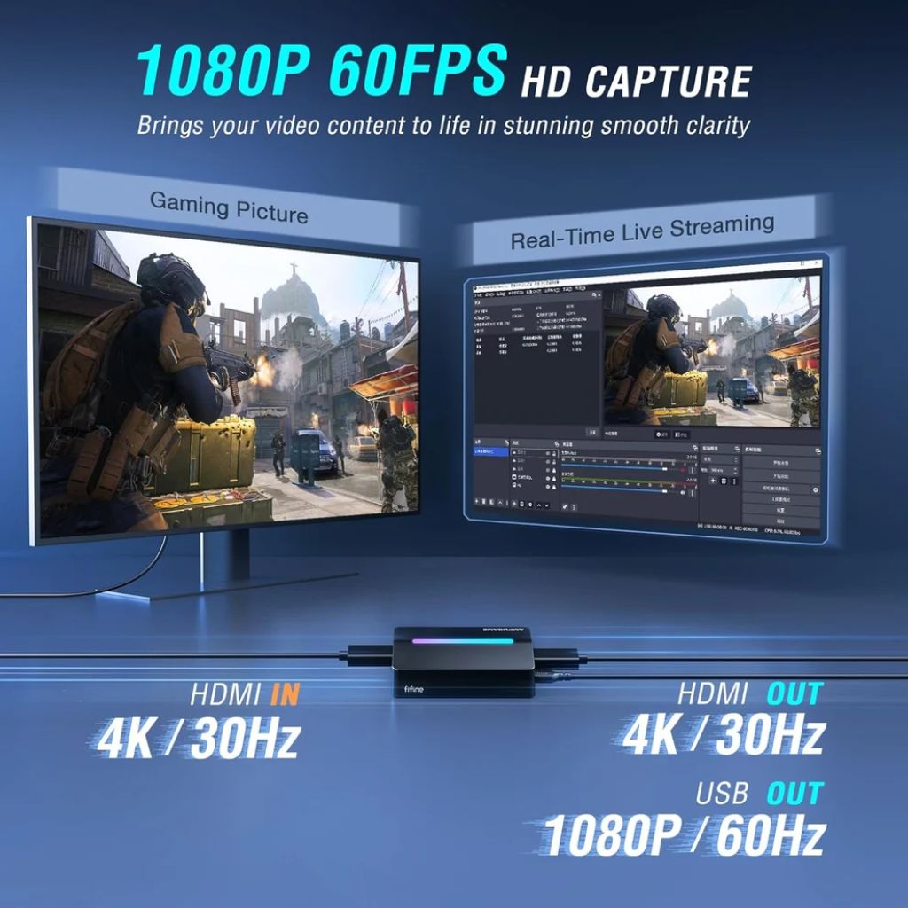 FIFINE AmpliGame V3 - 4K HDMI Capture Card with RGB