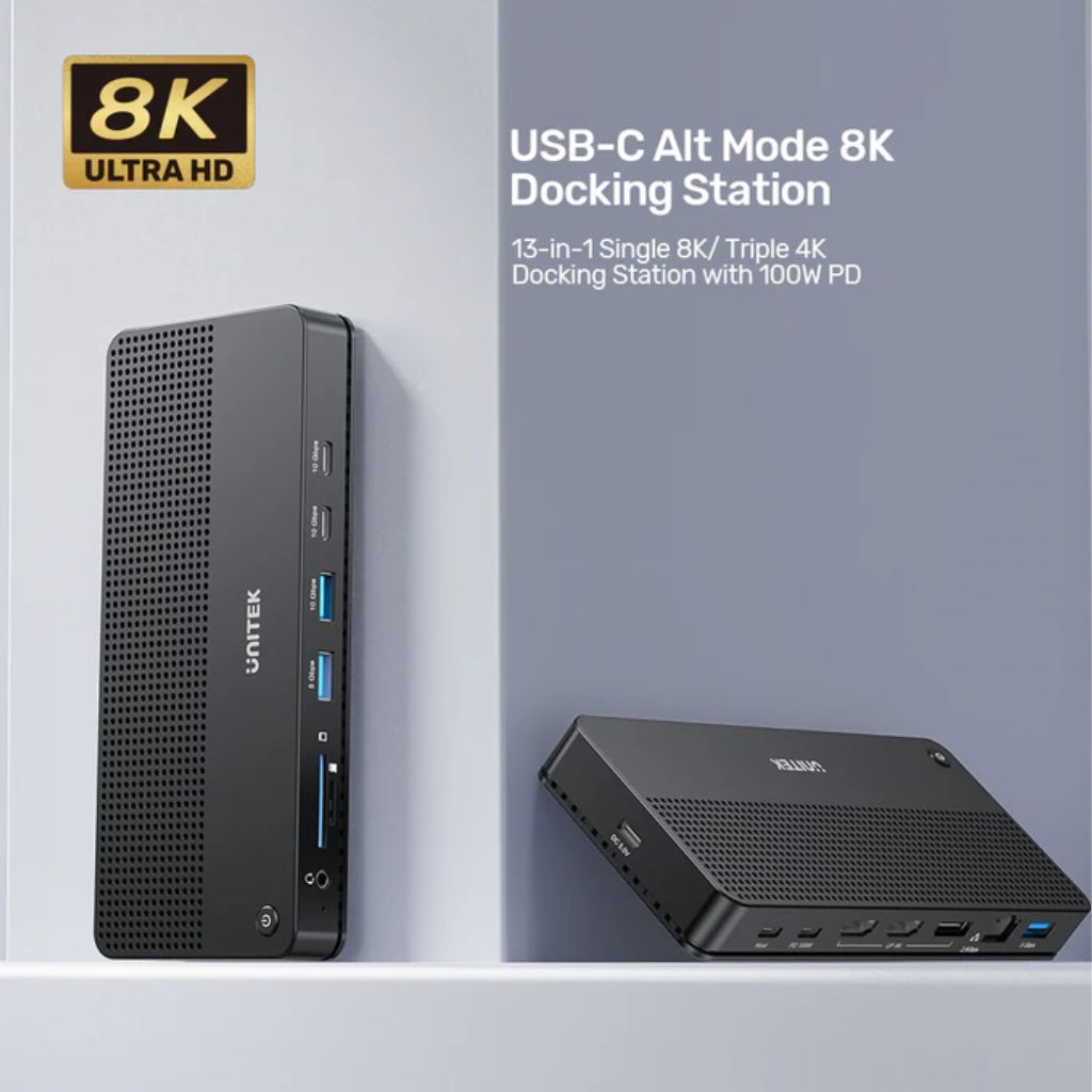 محطة إرساء UNITEK USB-C 8K مع شحن طاقة 100 واط - D1104A01
