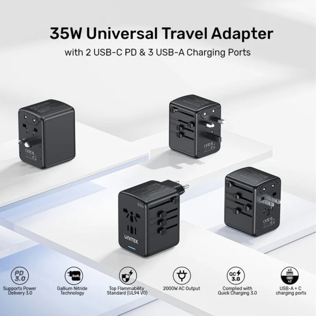 محول سفر عالمي UNITEK 35W - P1121ABK01