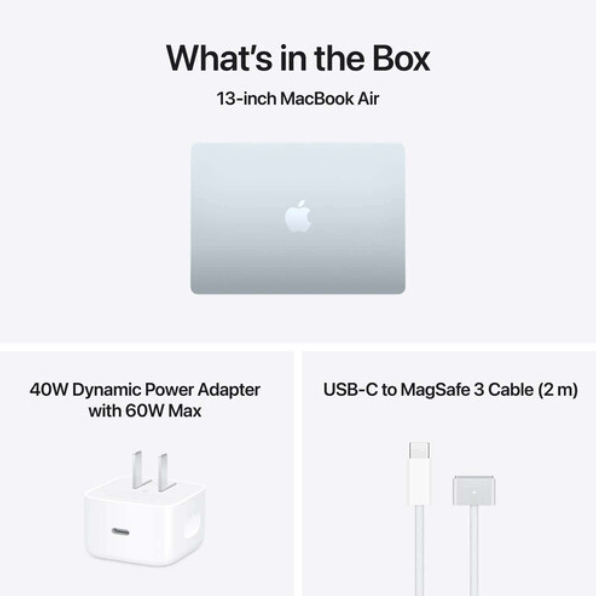 Apple Macbook Air MDHH4AB/A - A3449, شريحة M5 (10 نوى)، معالج رسومي (8 نوى)، 16 جيجابايت رام، 512 جيجابايت SSD، 13.0 (2560 × 1664)، أزرق سماوي