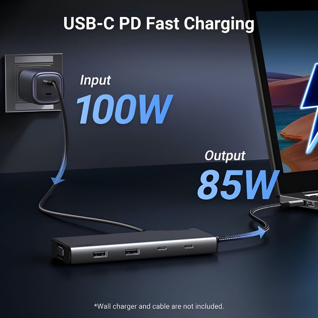 UGREEN UG-35588 8-in-1 USB-C Hub with HDMI, USB 3.0, SD/TF, Ethernet, PD