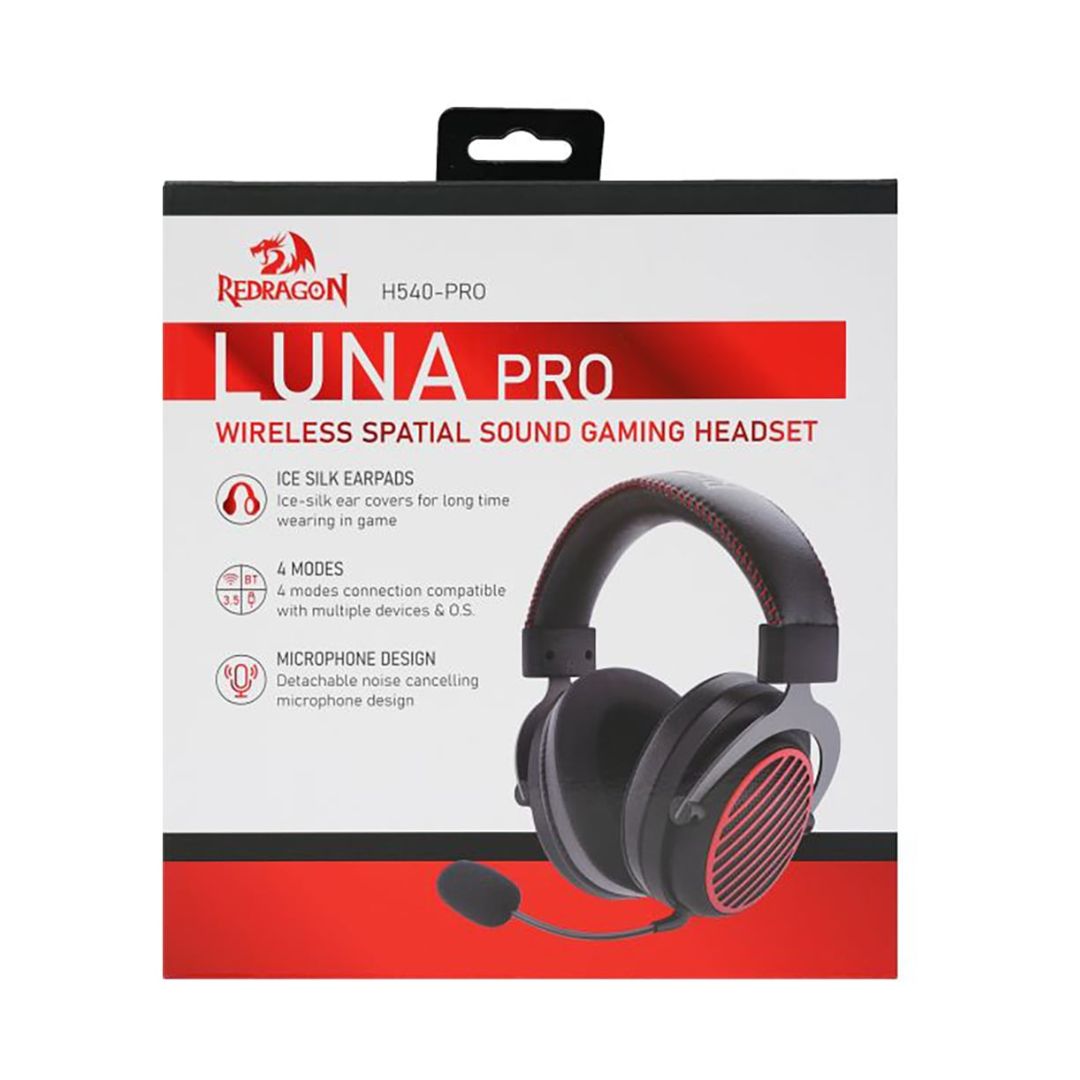 سماعة رأس لاسلكية Redragon LUNA H540 Pro - أسود