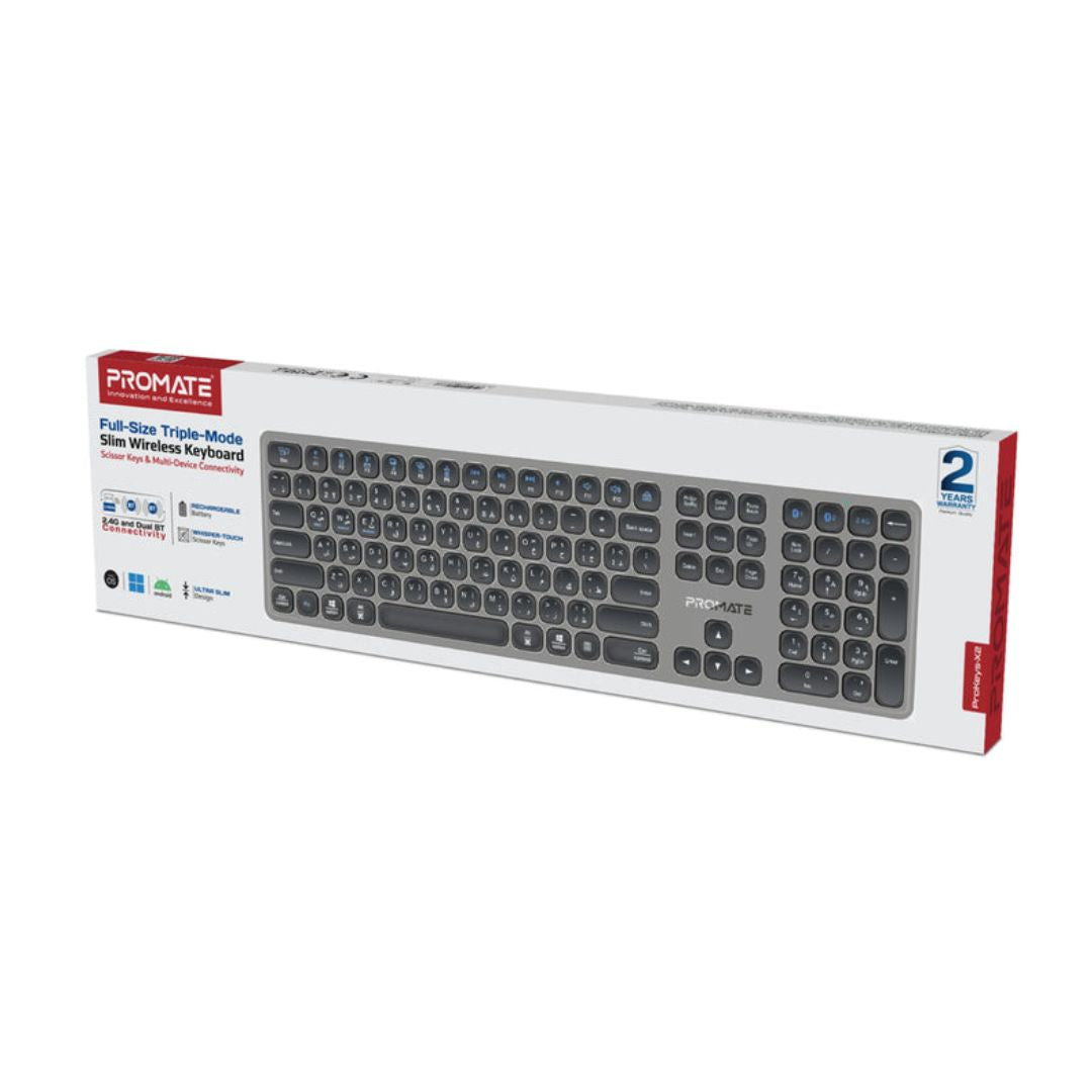 Promate ProKeys-X2 Tri-Mode Office Wireless Keyboard