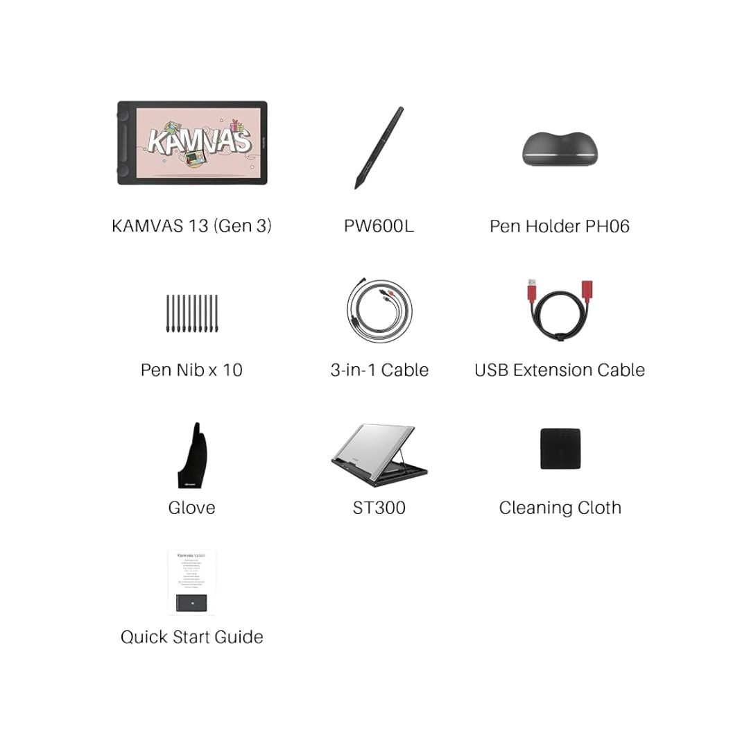 Huion Kamvas 13-GS1333 GEN 3, 13.3 Inch, Graphic Drawing Tablet