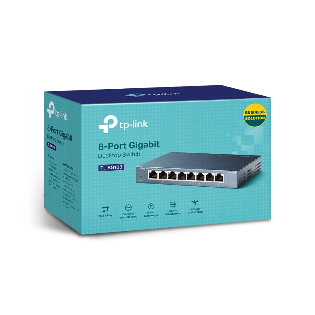 TP-Link TL-SG108 V9، مفتاح سطح المكتب، 8 منافذ